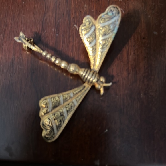 Vintage dragonfly pin no markings, black, white, gold, some issues with the meta - Picture 2 of 6
